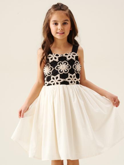 Angel & Rocket Kids' Sabrina Floral Crochet Dress, Ecru, Ecru