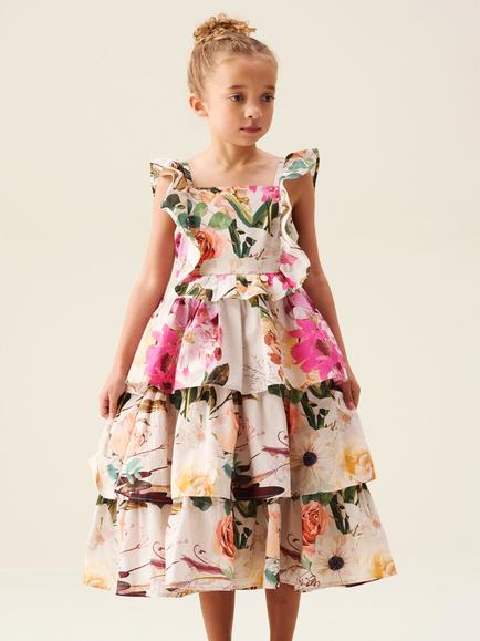 Angel & Rocket Kids'  Dahlia Ruffle Tiered Dress, Multi, Multi