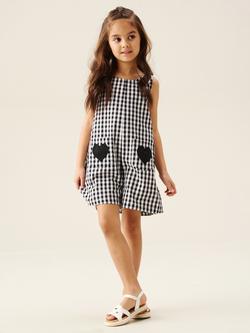 Angel & Rocket Kids' Delilah Gingham Dungarees, Black - view 2, Black