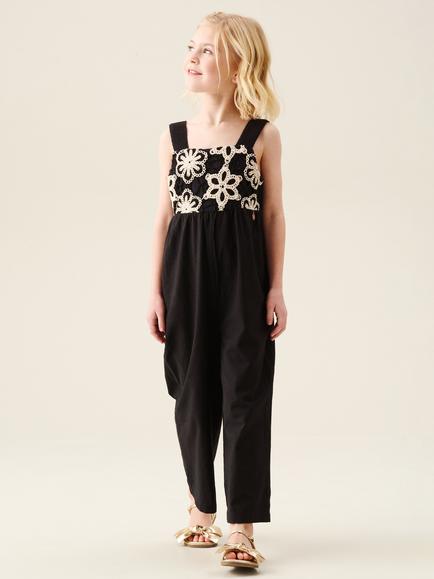 Angel & Rocket Kids' Illiana Crochet Jumpsuit, Black, Black