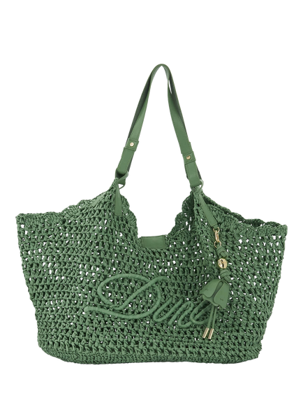 Dune London Dewdrop Raffia Shoulder Bag, Green
