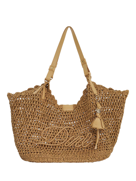 Dune London Dewdrop Raffia Shoulder Bag, Beige