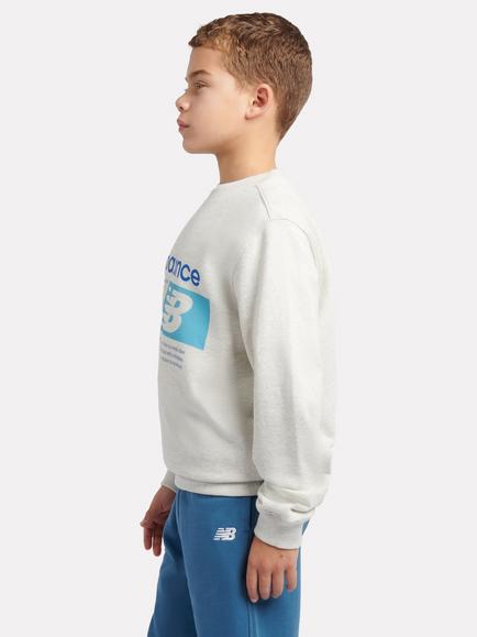 New Balance Kids' Players Graphic French Terry Crew Neck Jumper, Ash Heather - view 2, Ash Heather