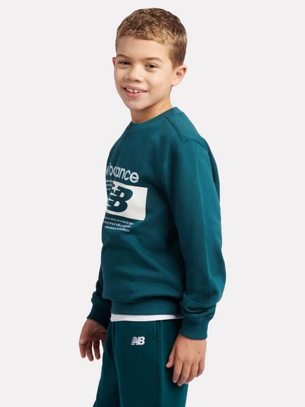 New Balance Kids' Players Graphic French Terry Crew Neck Jumper, Medusa Green - view 2, Medusa Green