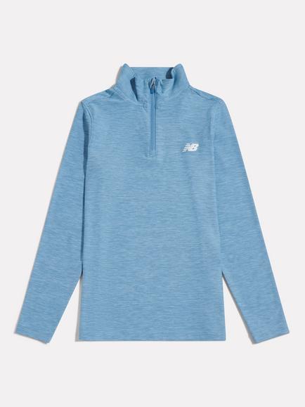 New Balance Kids' Athletics Quarter Zip Funnel Neck Top, Heron Blue, Heron Blue