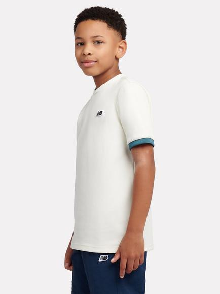 New Balance Kids' Short Sleeve Polo Shirt, Sea Salt - view 2, Sea Salt