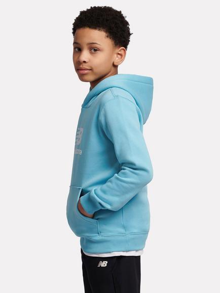 New Balance Kids' Cotton Blend Stack Logo Hoodie, Taffy Blue - view 2, Taffy Blue