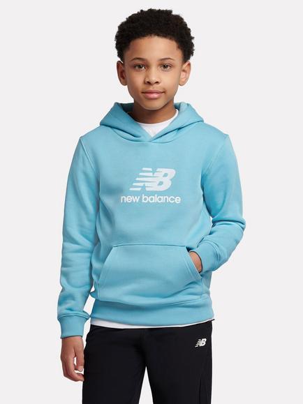 New Balance Kids' Cotton Blend Stack Logo Hoodie, Taffy Blue, Taffy Blue