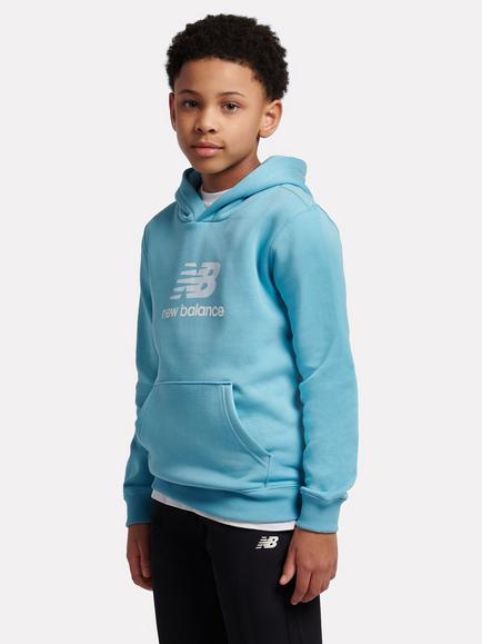 New Balance Kids' Cotton Blend Stack Logo Hoodie, Taffy Blue - view 2, Taffy Blue