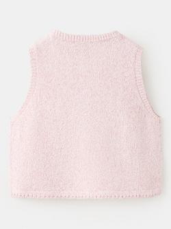 Mango Kids' Knitted Sleeveless Cardigan, Pink - view 2, Pink