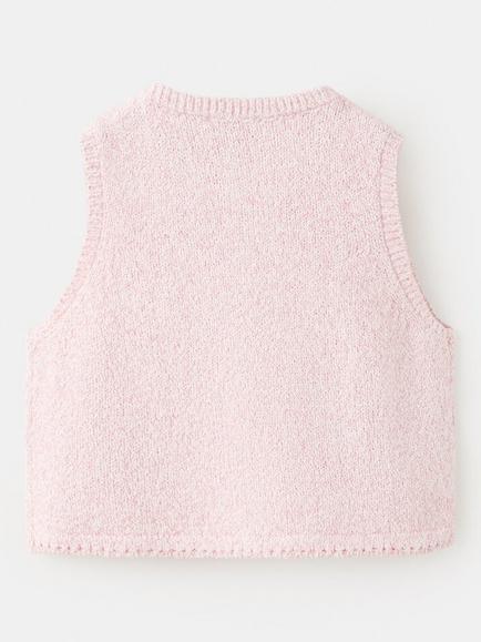Mango Kids' Knitted Sleeveless Cardigan, Pink - view 2, Pink