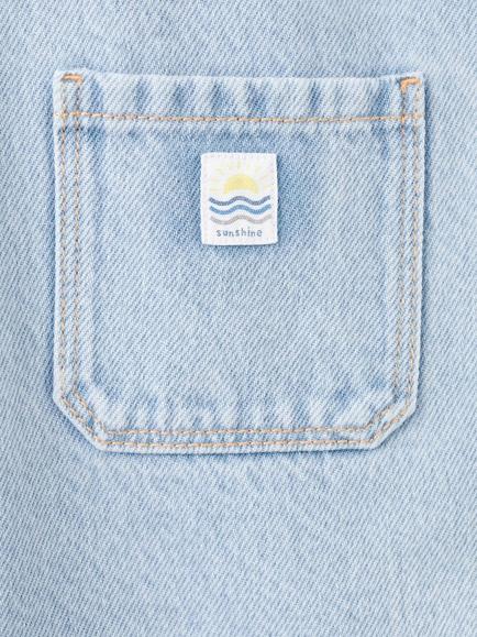 Mango Baby Square Neck Shorts Dungarees, Light Blue - view 2, Light Blue