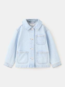 Mango Baby Long Sleeve Boxy Fit Denim Jacket, Light Blue, Light Blue