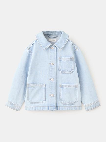 Mango Baby Long Sleeve Boxy Fit Denim Jacket, Light Blue, Light Blue
