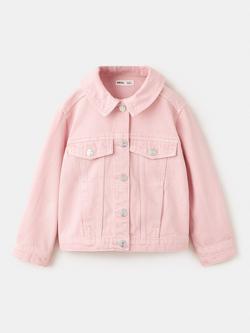 Mango Kids' Cropped Trucker Jacket, Pink, Pink