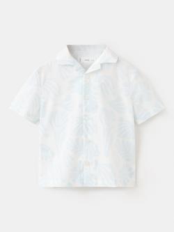 Mango Baby Leaf Print Short Sleeve Shirt, White, White