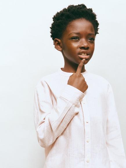 Mango Kids' Relaxed Linen Blend Long Sleeve Shirt, Pale Pink, Pale Pink