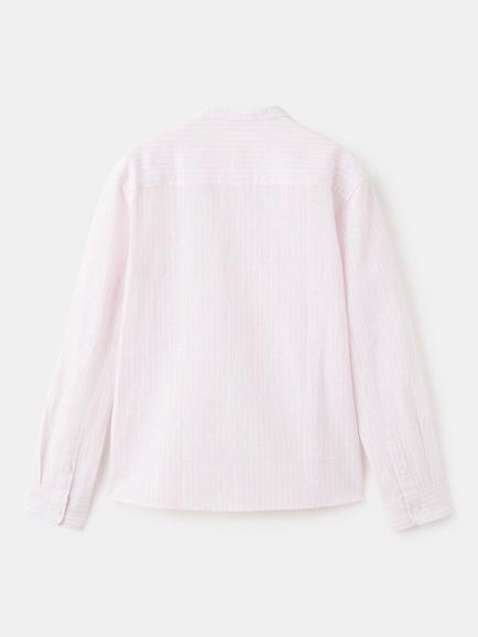 Mango Kids' Relaxed Linen Blend Long Sleeve Shirt, Pale Pink - view 2, Pale Pink