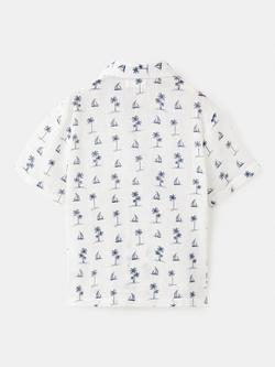 Mango Kids' Boat Palm Short Sleeve Shirt, Off White - view 2, Off White