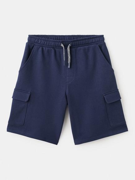 Mango Kids' Drawstring Bermuda Cargo Shorts, Navy