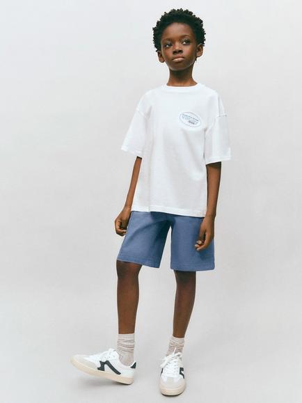 Mango Kids' Elasticated Waist Cargo Shorts, China Blue, China Blue
