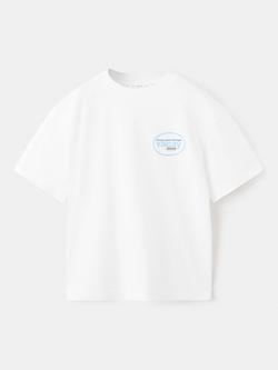 Mango Kids' Camiseta Cotton Crew Neck T-Shirt, White, White