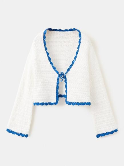 Mango Kids' Scalloped Cardigan, Raw, Raw