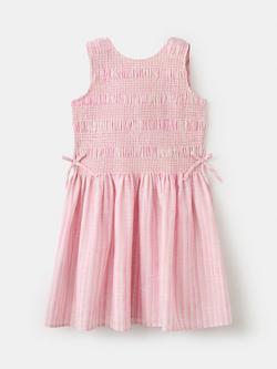 Mango Kids' Smocked Striped Dress, Pink, Pink