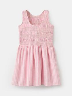 Mango Kids' Smocked Striped Dress, Pink - view 2, Pink