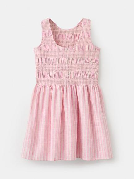 Mango Kids' Smocked Striped Dress, Pink - view 2, Pink
