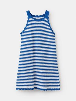 Mango Kids' Striped Knitted Dress, Electric Blue, Electric Blue