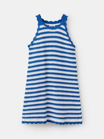 Mango Kids' Striped Knitted Dress, Electric Blue, Electric Blue