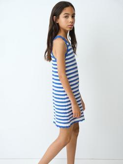 Mango Kids' Striped Knitted Dress, Electric Blue - view 2, Electric Blue