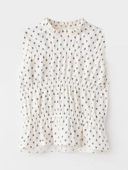 Mango Kids' Smock Waist Ruffle Blouse, Off White, Off White