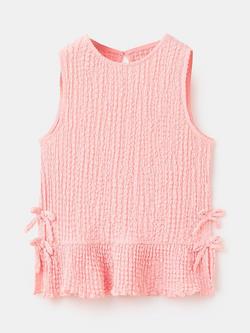 Mango Kids' Textured Sleeveless Peplum Hem Top, Pink, Pink