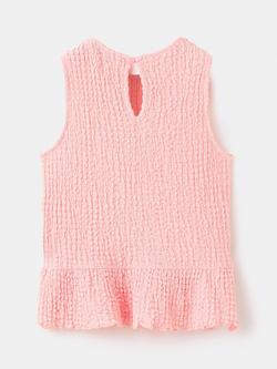 Mango Kids' Textured Sleeveless Peplum Hem Top, Pink - view 2, Pink