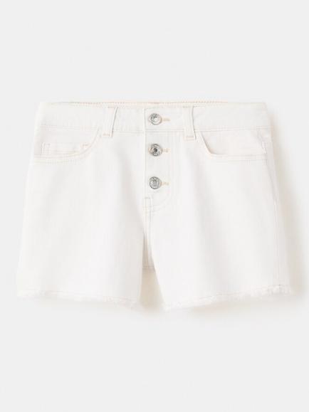Mango Kids' Button Front Shorts, White, White