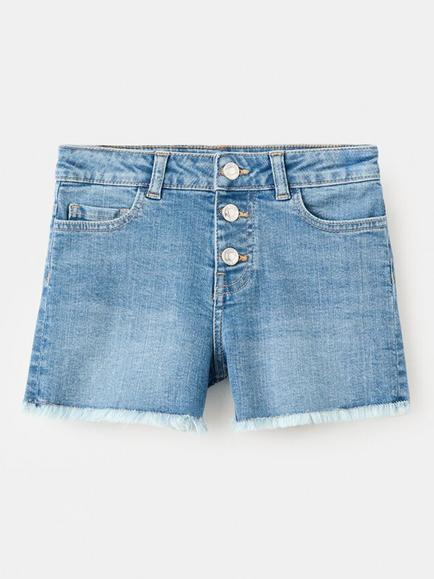 Mango Kids' Button Front Shorts, Mid Blue