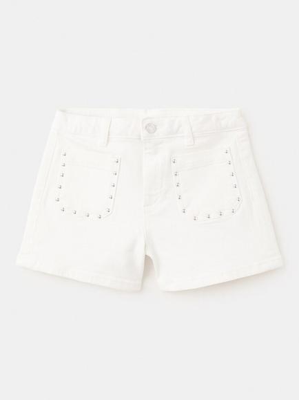 Mango Kids' Studded Pocket Shorts, White, White