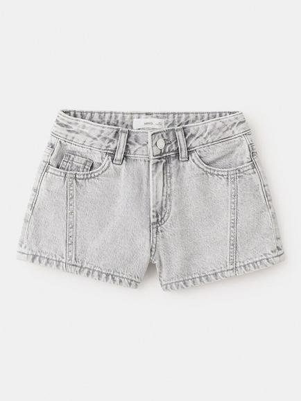 Mango Kids' Structured Denim Shorts, Grey Denim, Grey Denim