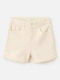 Mango Kids' High Rise Rolled Hem Shorts, Cream, Cream