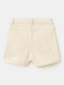 Mango Kids' High Rise Rolled Hem Shorts, Cream - view 2, Cream
