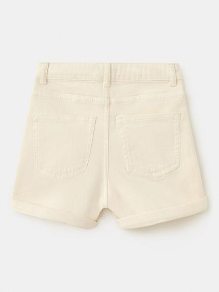 Mango Kids' High Rise Rolled Hem Shorts, Cream - view 2, Cream