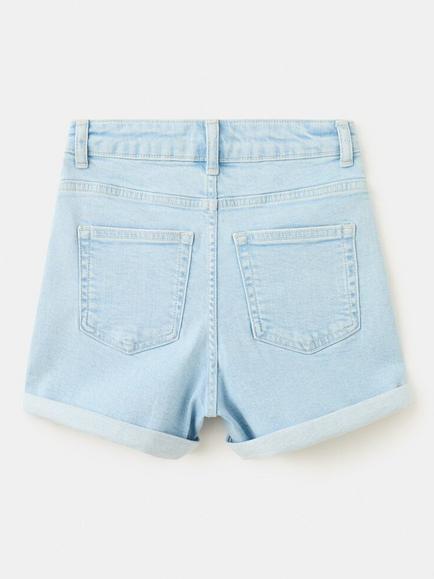 Mango Kids' High Rise Rolled Hem Shorts, Light Blue - view 2, Light Blue