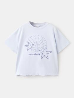 Mango Kids' Short Sleeve Crew Neck T-Shirt, Sky Blue, Sky Blue