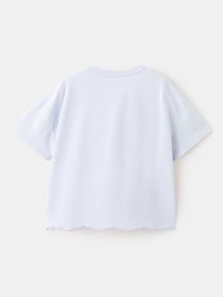 Mango Kids' Short Sleeve Crew Neck T-Shirt, Sky Blue - view 2, Sky Blue