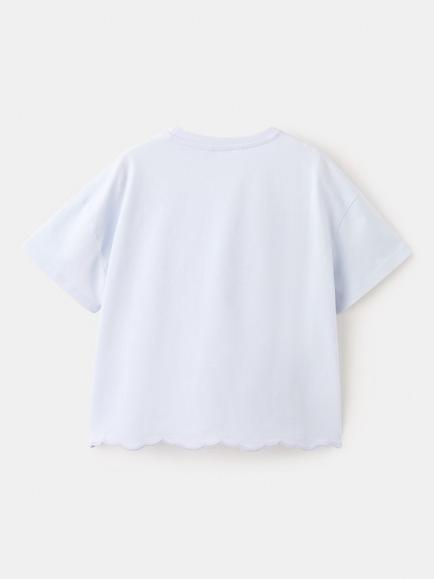 Mango Kids' Short Sleeve Crew Neck T-Shirt, Sky Blue - view 2, Sky Blue