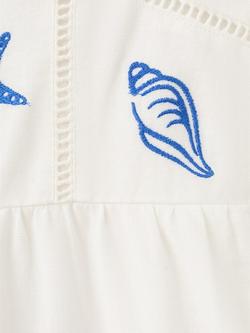 Mango Kids' Seaside Embroidered Square Neck Wide Leg Jumpsuit, White - view 2, White