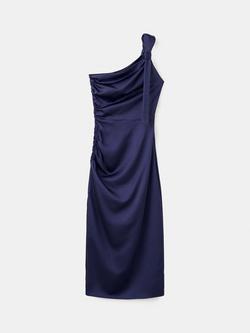 Mango One Shoulder Mini Dress, Midnight Blue, Midnight Blue