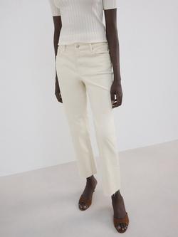Mango Mid Rise Straight Fit Cropped Jeans, Beige, Beige